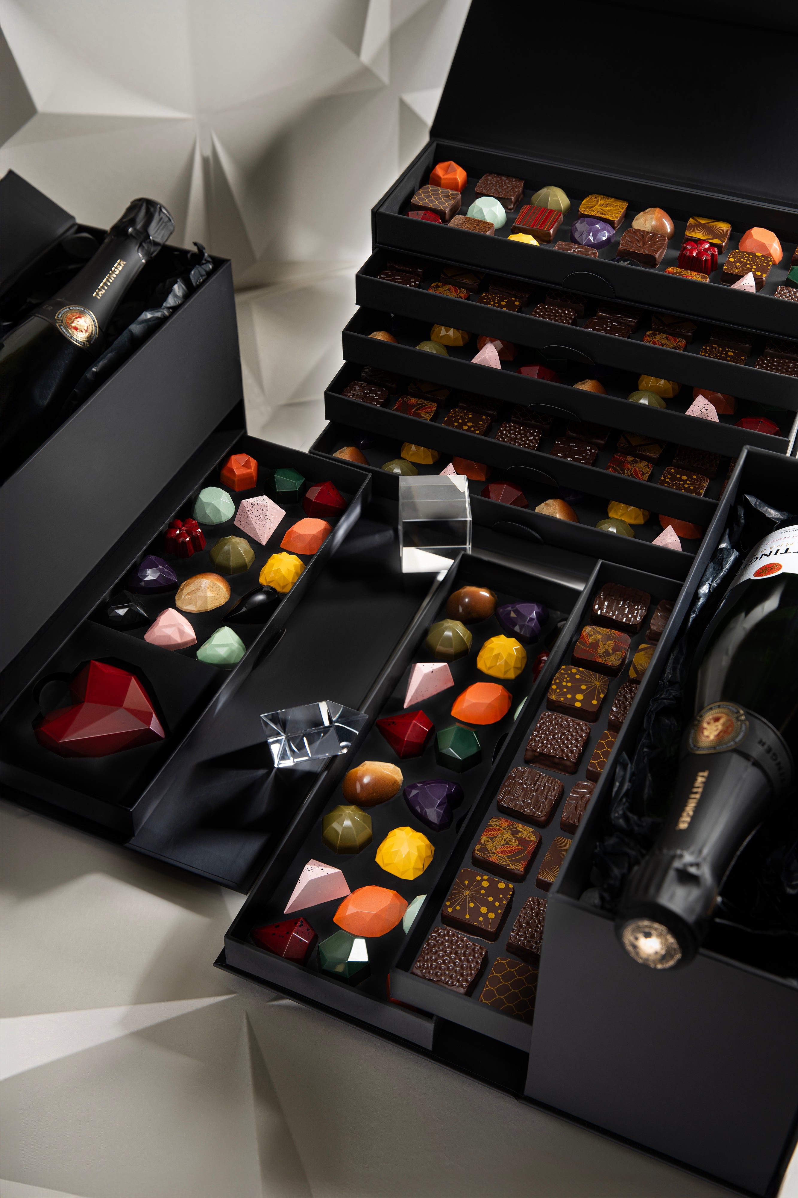 celebration boxes with diverse chocolate bonbons 